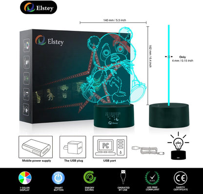 Giant Panda Bear 3D Illusion Lamps,  7 Color Changing Touch Table Desk LED Night Light Great Gifts for Kids