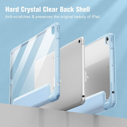 Hybrid Slim Case for Ipad Mini 5Th Generation 2019 / Ipad Mini 4 (7.9 Inch) - [Built-In Pencil Holder] Shockproof Cover with Clear Transparent Back Shell, Sky Blue