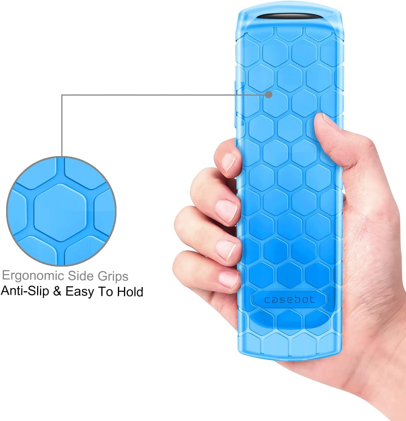Protective Case for Roku Steaming Stick 3600R, TCL Roku TV RC280 RC282 Remote - Casebot (Honey Comb Series) Light Weight (Anti Slip) Shock Proof Silicone Remote Controller Cover, Sky Blue Glow