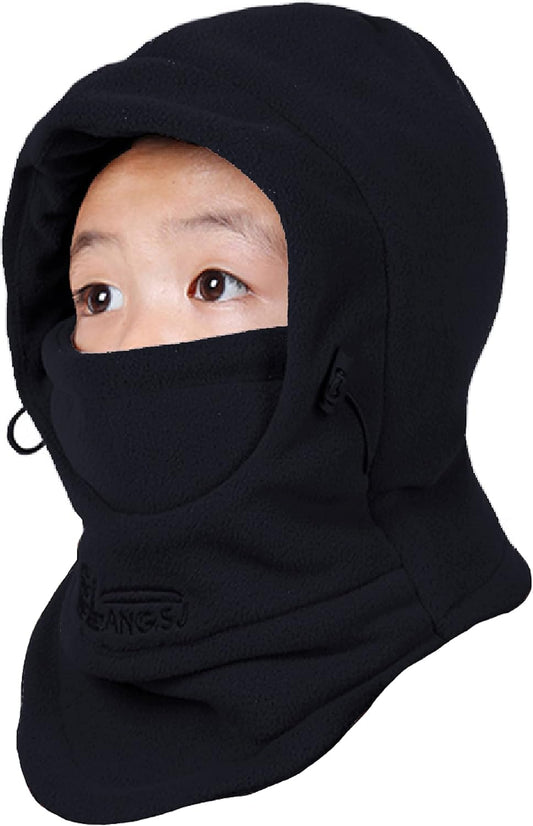 Kids Children'S Balaclava Hat Fleece Ski Face Mask Winter Cap Adjustable Double Neck Warmer