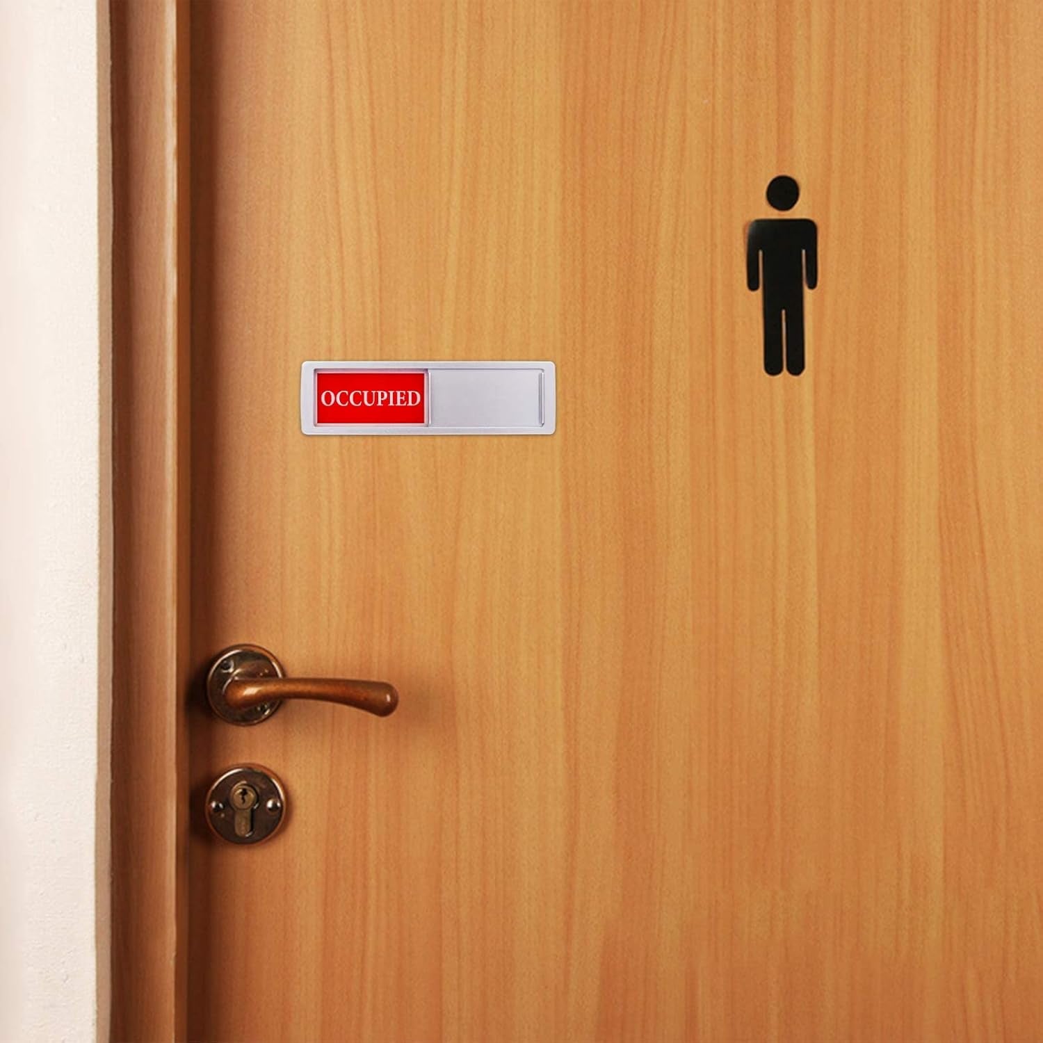 Privacy Sign - Vacant Occupied Sign for Home Bathroom Office Restroom Conference Hotel Hospital, Easy to Read Non-Scratch Magnetic Slider Door Indicator with Clear, Bold & Colored Text - Silver